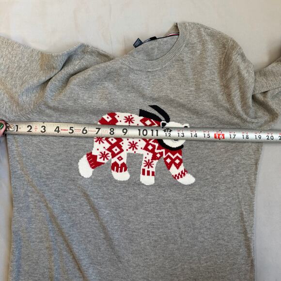 Tommy Hilfiger Gray, Polar Bear with Scarf, Jewel Neck Sweater- M - Picture 8 of 9